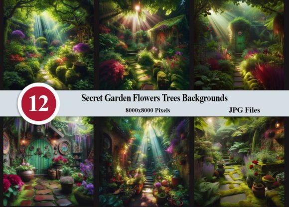 Bring Enchantment to Your Designs: Secret Garden Backgrounds Flowers Trees