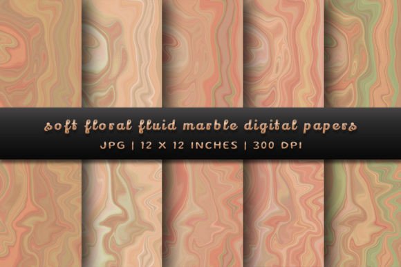 Elegant Design Textures: Soft Floral Fluid Marble Backgrounds