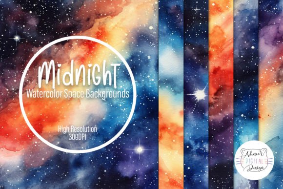 Midnight Watercolor Space Backgrounds: A Deep Dive