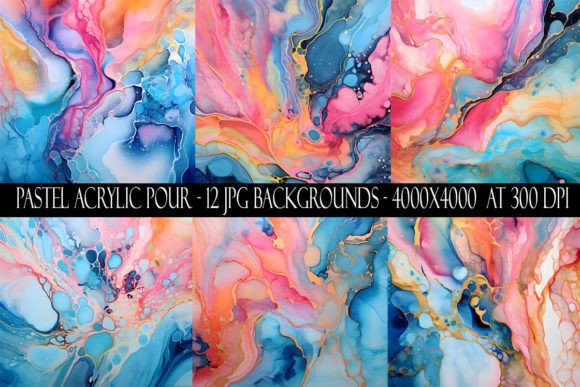 Pastel Acrylic Poured Backgrounds for Modern Designers
