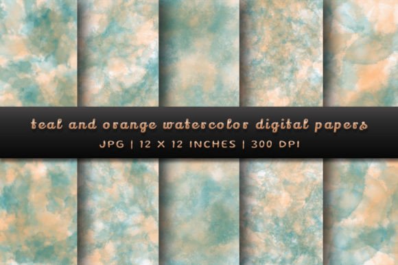 Teal and Orange Watercolor Backgrounds: A Vibrant Design Asset