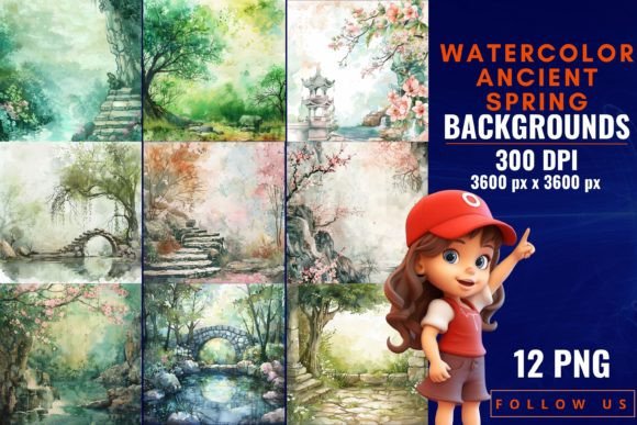 Timeless Elegance: Using Watercolor Ancient Spring Backgrounds