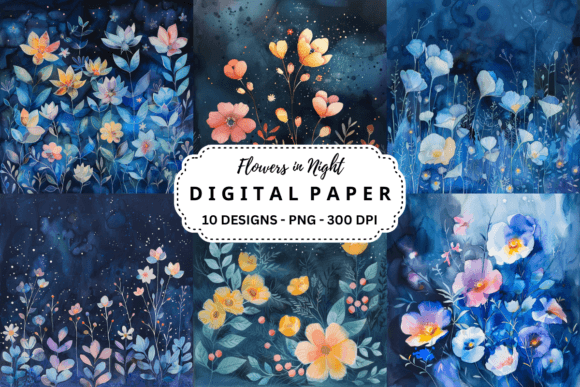 Transform Your Designs with Flowers in Night Backgrounds