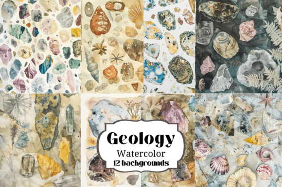 Unearth Natural Beauty with 12 Watercolor Geology Backgrounds