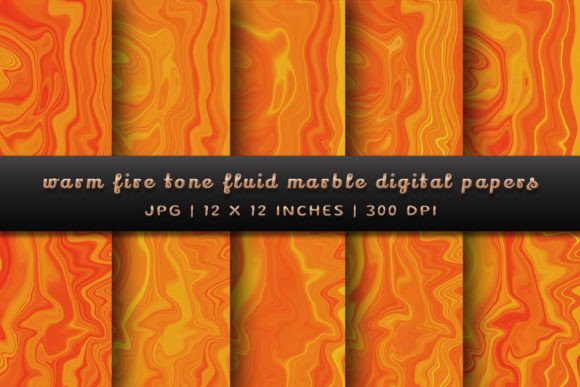 Warm Fire Tone Fluid Marble Backgrounds for Designs