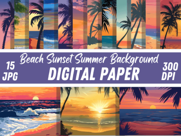 Warm Your Designs with Beach Sunset Summer Paper Backgrounds